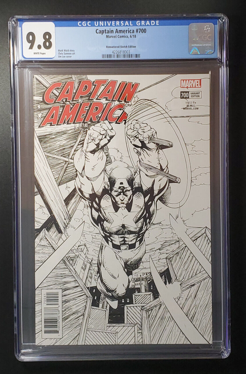 Captain America #700 (Marvel 2018) Jim Lee Remastered Sketch 1:1000 CGC 9.8